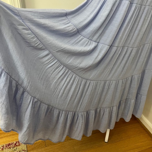 Indigo Soul Maxi Dress Sz S Tiered Boho Coastal Resort Wedding Guest Cotttage - Picture 4 of 8